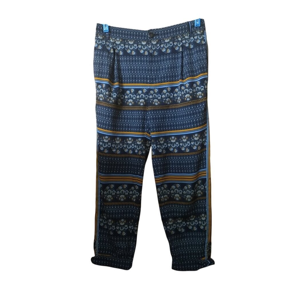 Elevenses Anthropologie Size 4 Aralia Printed Boho Cropped Roll Cuff Pants